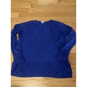 Seven7 women's blue casual cotton cashmere blend long sleeve pullover sweater LG